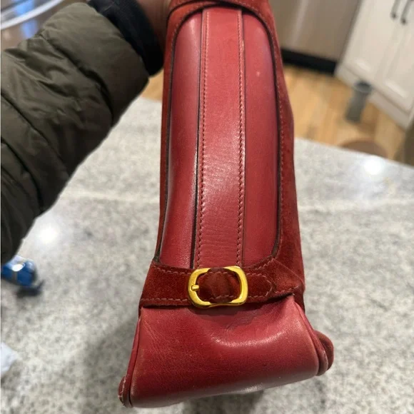 Gucci Red Suede Shoulder Bag
